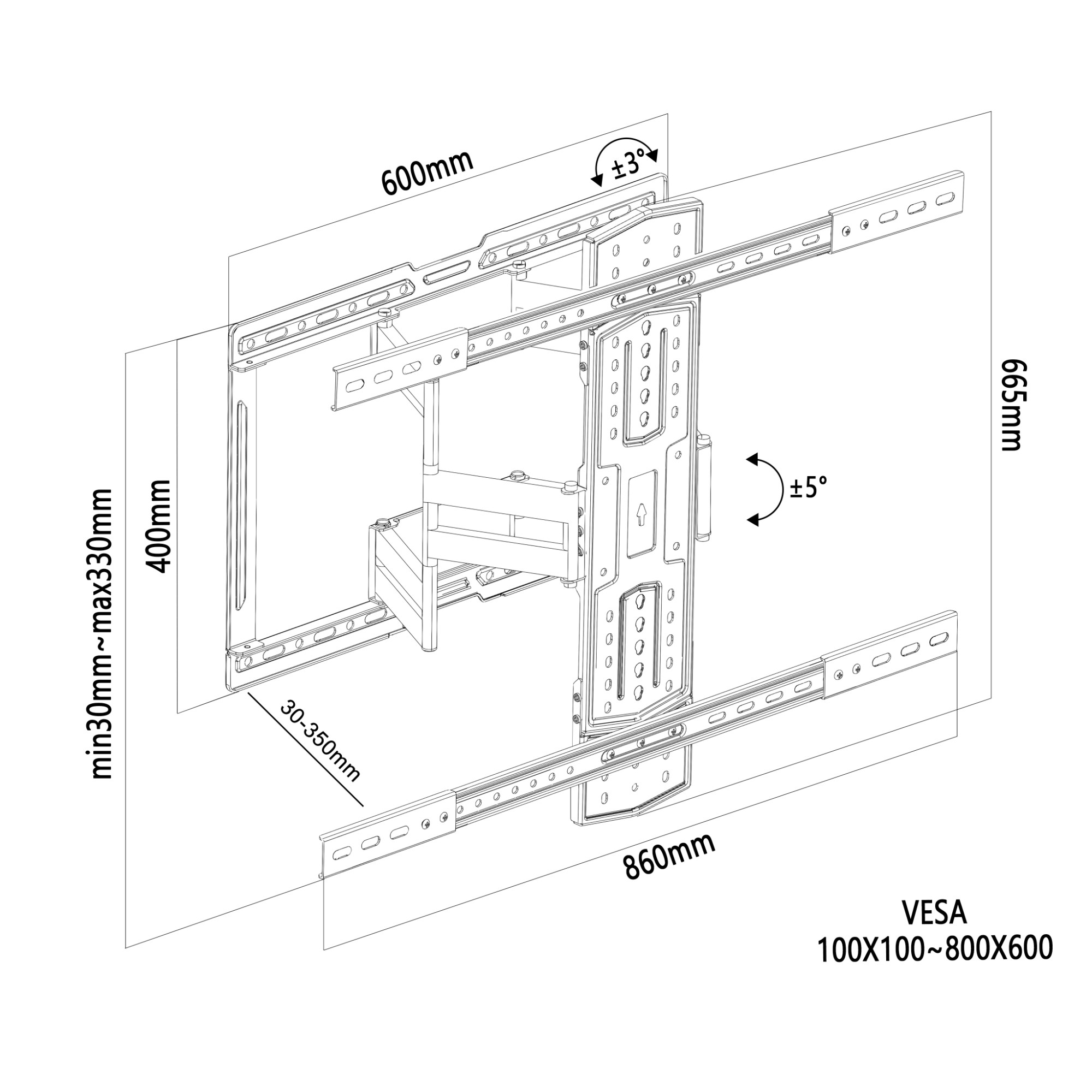 MCR-1280ZB Direct Selling Swivel TV mount for 50 to 100 Inches